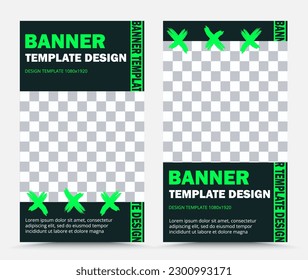 Conjunto de plantillas de banner vectorial en negro verde