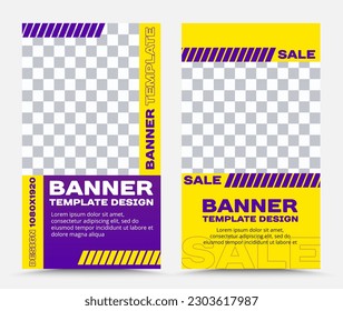 Conjunto de plantillas de banner vectorial en amarillo y lilo