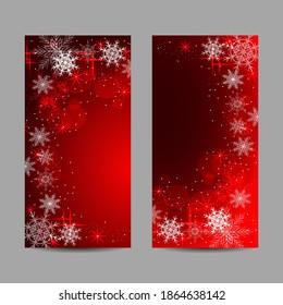 Conjunto de banners vectoriales. Fondo abstracto con estrellas brillantes y copos de nieve.