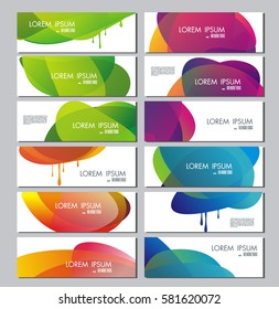 Set of vector banners with abstract color circle shapes.