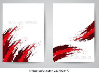 Set of vector banners. Abstract colored brush strokes on white background