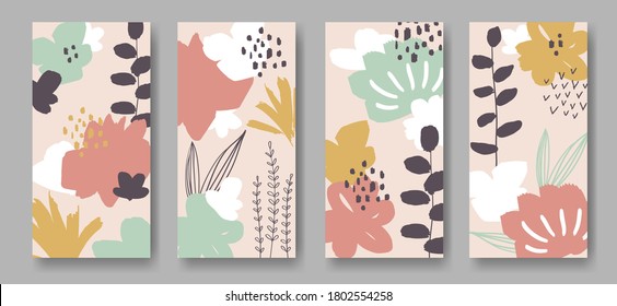 Set of vector banners with abstract flowers