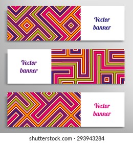 Set of vector banners with abstract geometric colored shapes