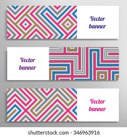 Set of vector banners with abstract geometric colored shapes