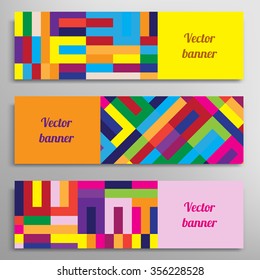 Set of vector banners with abstract geometric colored shapes