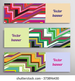 Set of vector banners with abstract geometric colored shapes
