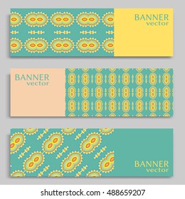 Set of vector banners with abstract geometric colored shapes. Business isolated elements collection