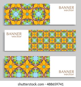 Set of vector banners with abstract geometric colored shapes. Business isolated elements collection