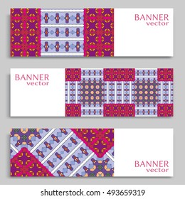 Set of vector banners with abstract geometric colored shapes. Business isolated elements collection
