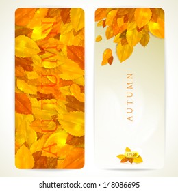 Set of vector banners with autumn leaves. 