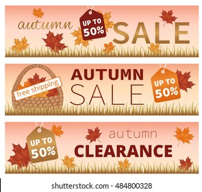Set of vector banners for autumn sale