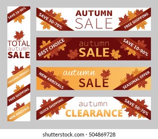 Set of vector banners for autumn sale