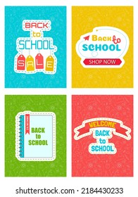 Set of vector banners back to school. Flyers, sale