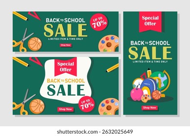 Set of vector banners for back to school promotion