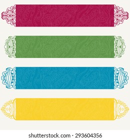 Set of vector banners backgrounds. Abstract mandala templates. Ethnic art theme