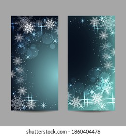 Set of vector banners. Beautiful winter pattern with snowflakes