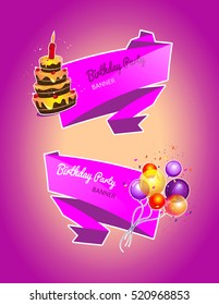 Set of vector banners with birthday party