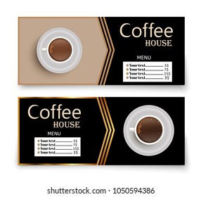 Set of vector banners with coffee.