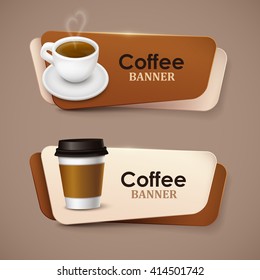 Set of vector banners with coffee.