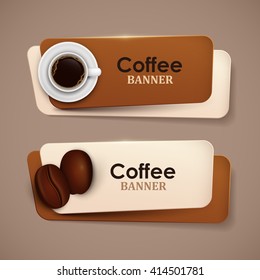 Set of vector banners with coffee.