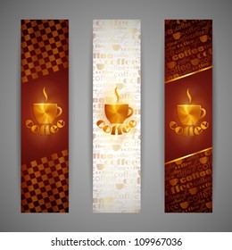 set of vector banners with coffee cup