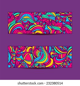 A set of  vector banners with colorful  background.Abstract vector ethnic pattern cards.