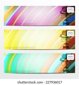 set of vector banners with colorful striped pattern. graphic, web design elements 