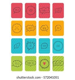 Set of vector banners. Cute cards with speech bubbles and frames. Collection of stickers and labels. Vector illustration.