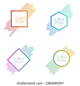 Set of vector  banners different geometric shapes with gradient dynamic oblique lines.