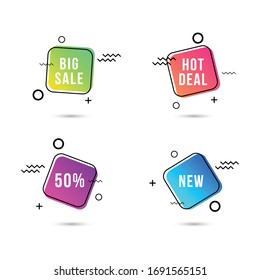 Set of Vector Banners with Flat style Design, retro colors and shapes.