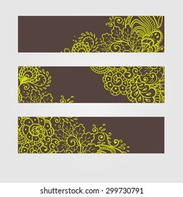 Set of vector banners with a flower pattern