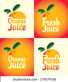 set of vector banners for fresh orange juice with a picture