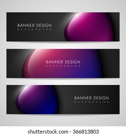 Set of vector banners with glossy crystal stone buttons