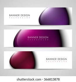 Set of vector banners with glossy crystal stone buttons