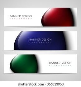 Set of vector banners with glossy crystal stone buttons