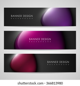 Set of vector banners with glossy crystal stone buttons