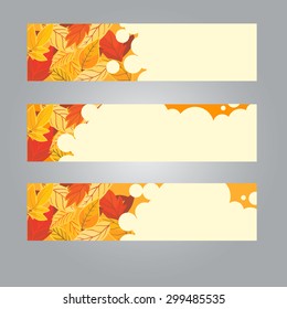 Set of vector banners with leaf