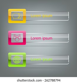 Set of vector banners on grey background, stock vector