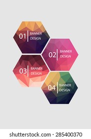 A set of vector banners with polygonal background 