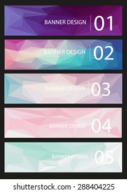 A set of vector banners with polygonal background
