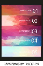 A set of vector banners with polygonal background