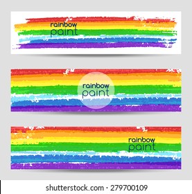 Set of vector banners with rainbow colors paint