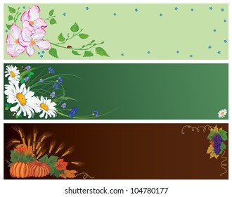 set of vector banners for spring, summer and autumn (EPS 10)