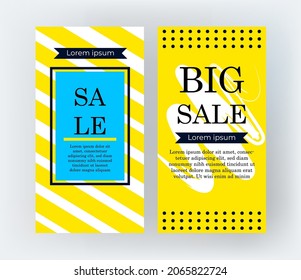 Set of vector banners for stories on social media for big sale. Yellow and white template with round design elements for publication.