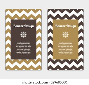 Set of vector banners template with nautical, marine style design. Invitation card, celebration