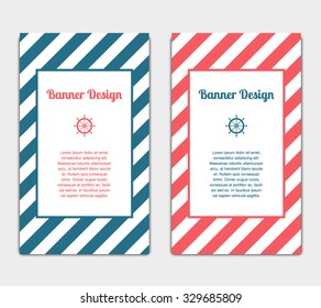 Set of vector banners template with nautical, marine style design. Invitation card, celebration