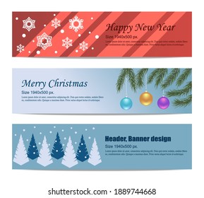 Set of vector banners winter theme.