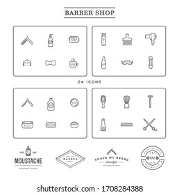 Set of Vector Barber Shop Elements and Shave Shop Icons Illustration can be used as Logo or Icon in premium quality
