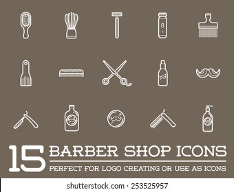 Set of Vector Barber Shop Elements and Shave Shop Icons Illustration can be used as Logo or Icon in premium quality