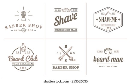 Conjunto de elementos de la Barbería de vectores e Iconos de la Tienda de repuesto La ilustración puede utilizarse como logotipo o icono en calidad de gran calidad